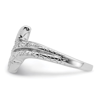 Sterling Silver Rhodium-plated w/Blue Topaz Snake Ring