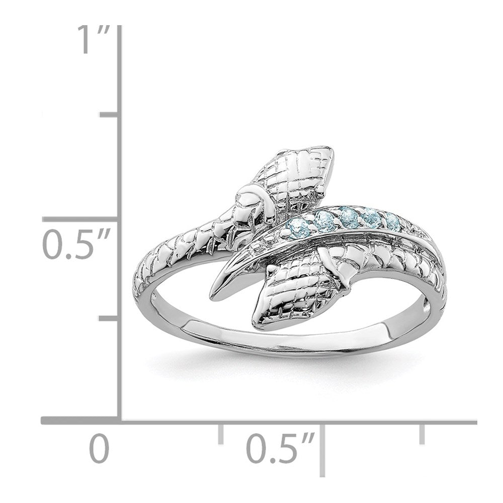 Sterling Silver Rhodium-plated w/Blue Topaz Snake Ring