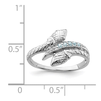 Sterling Silver Rhodium-plated w/Blue Topaz Snake Ring