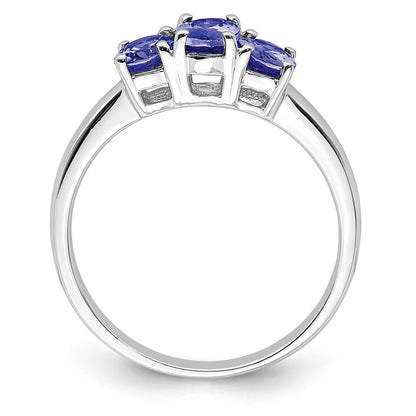 Sterling Silver Rhodium 3-Stone Tanzanite Ring