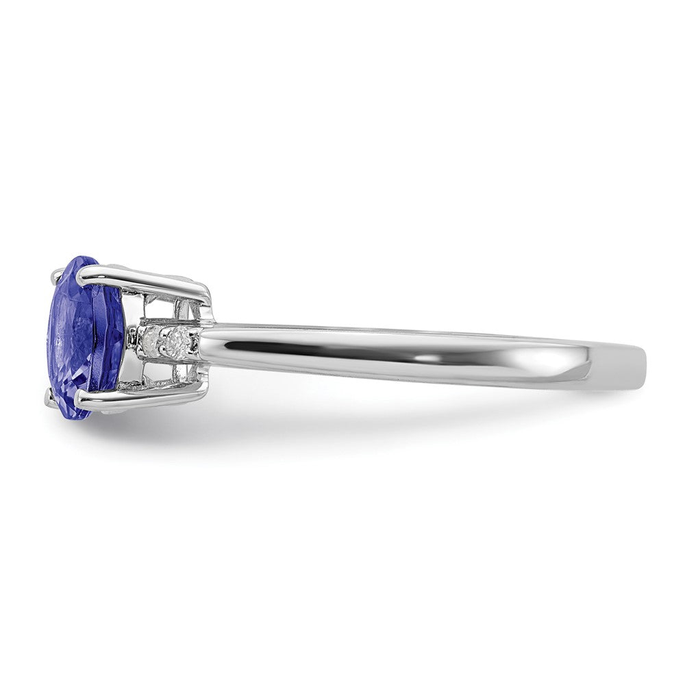 Sterling Silver Rhodium Round Tanzanite u0026 Diamond Ring