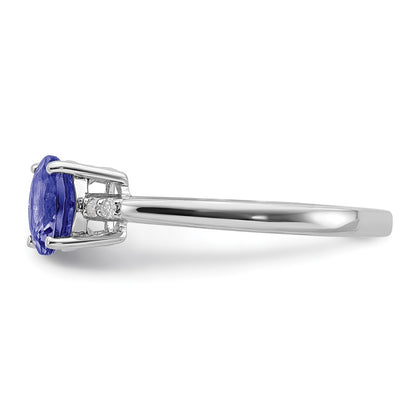 Sterling Silver Rhodium Round Tanzanite u0026 Diamond Ring