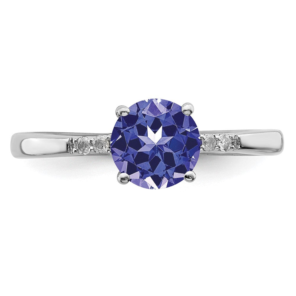 Sterling Silver Rhodium Round Tanzanite u0026 Diamond Ring