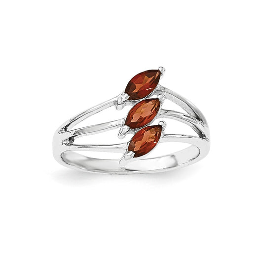 Sterling Silver Rhodium-plated Garnet Ring
