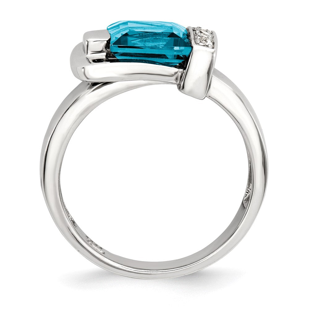 Sterling Silver Polished White Topaz u0026 Blue Topaz Belt Ring
