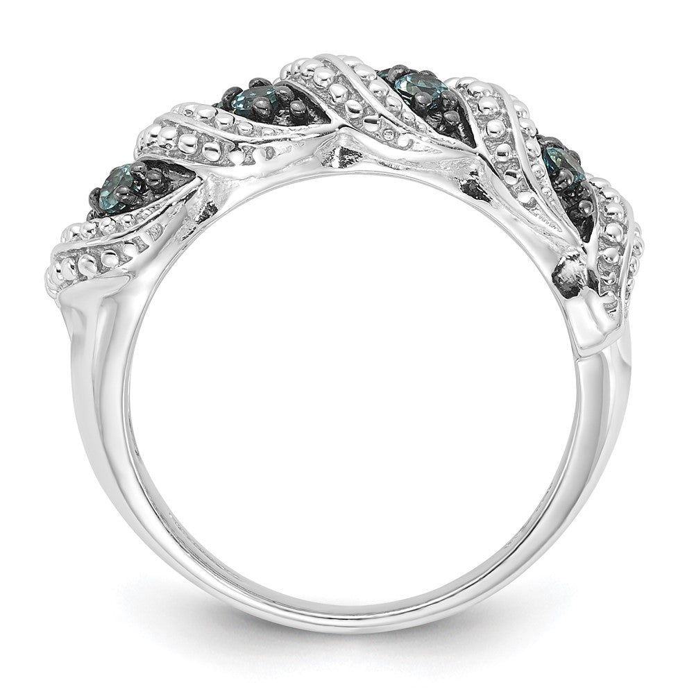 Sterling Silver u0026 Black Rhodium-plated Polished Blue Topaz Ring