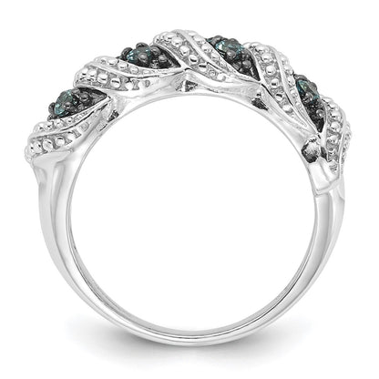 Sterling Silver u0026 Black Rhodium-plated Polished Blue Topaz Ring
