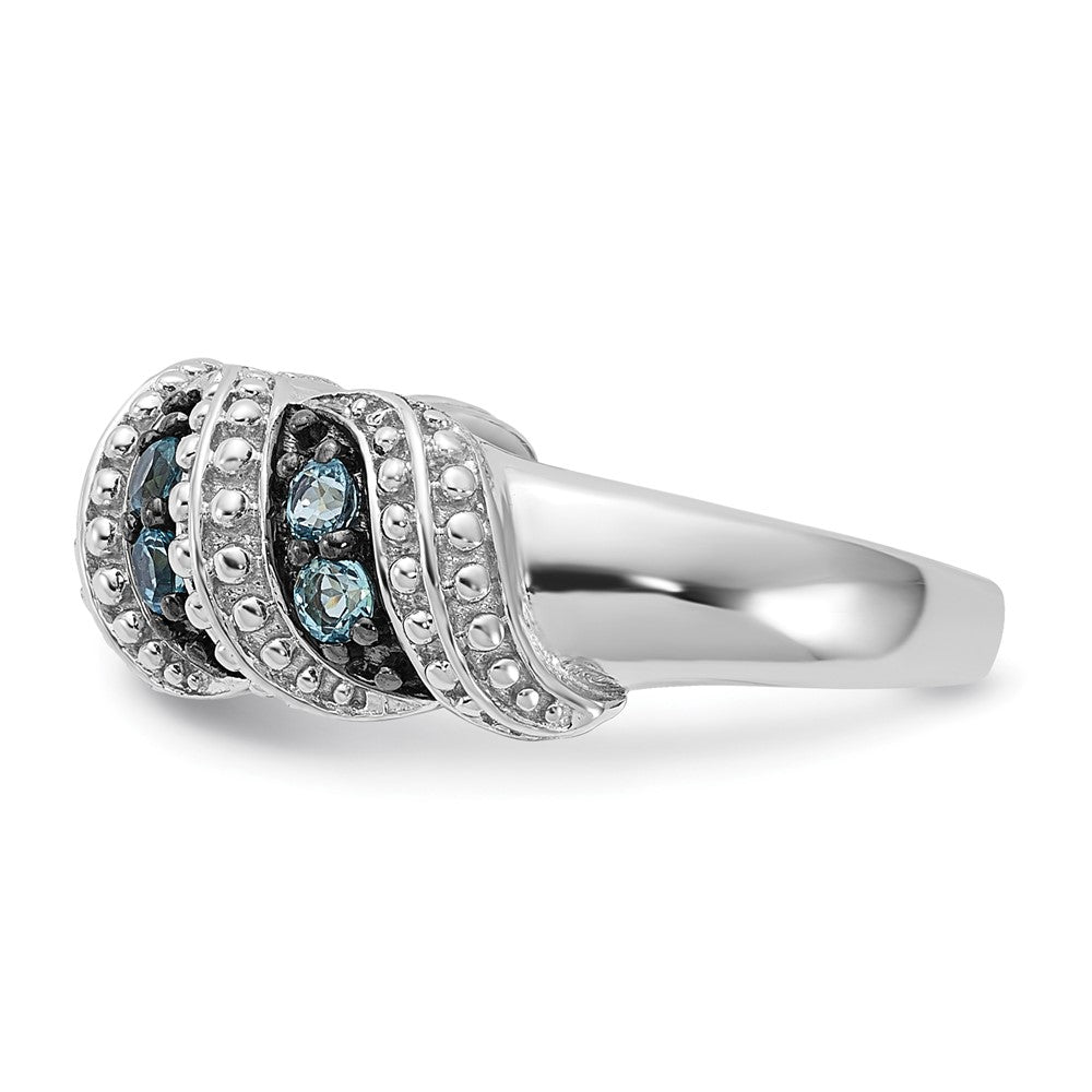 Sterling Silver u0026 Black Rhodium-plated Polished Blue Topaz Ring