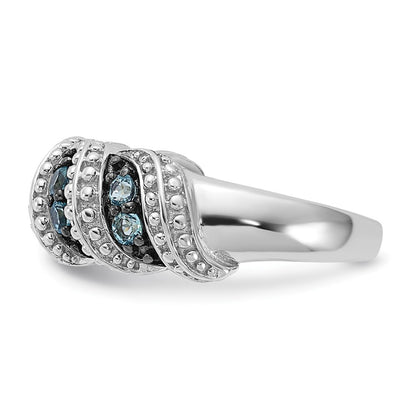 Sterling Silver u0026 Black Rhodium-plated Polished Blue Topaz Ring