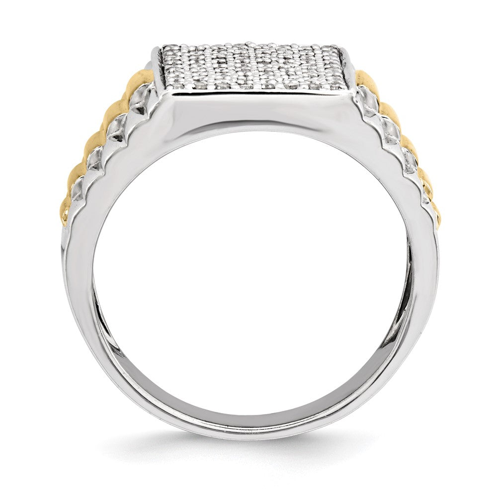 Sterling Silver Diamond with Vermeil Men's Ring