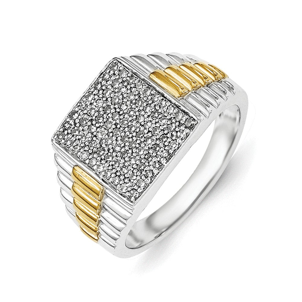 Sterling Silver Diamond with Vermeil Men's Ring