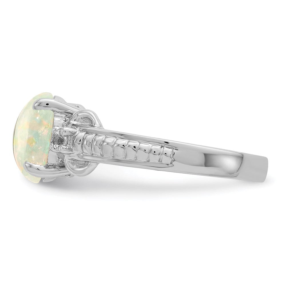 Sterling Silver w/ Ethiopian Opal u0026 White Quartz Polished Ring