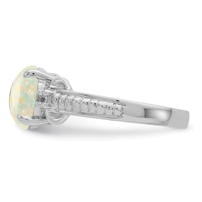 Sterling Silver w/ Ethiopian Opal u0026 White Quartz Polished Ring