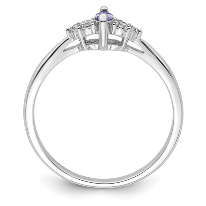 Sterling Silver Rhodium Diamond and Tanzanite Ring