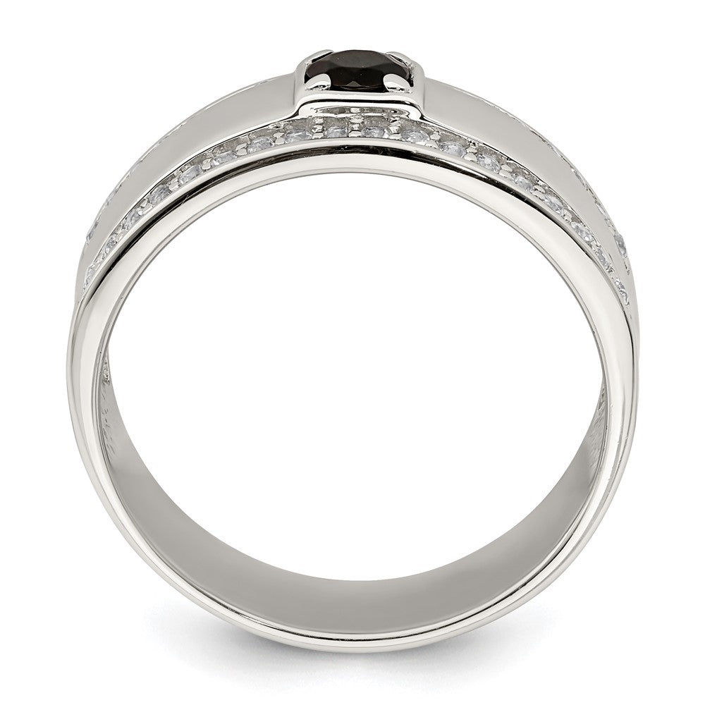 Sterling Silver Men's Onyx and White Topaz Ring