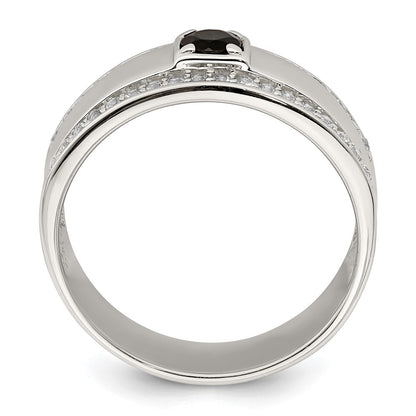 Sterling Silver Men's Onyx and White Topaz Ring