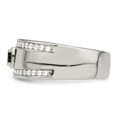 Sterling Silver Men's Onyx and White Topaz Ring