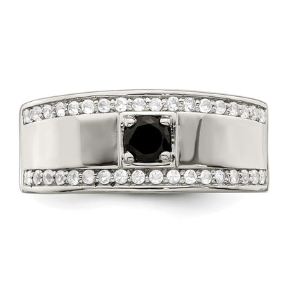 Sterling Silver Men's Onyx and White Topaz Ring