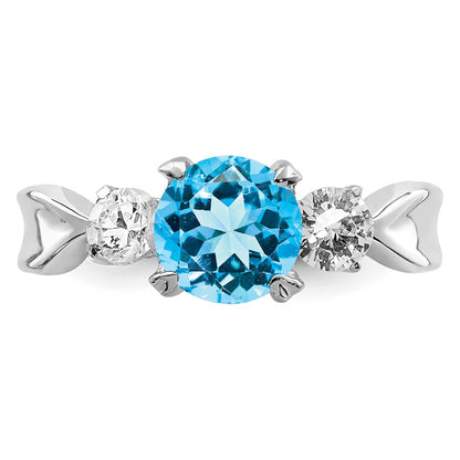 Sterling Silver Rhodium Blue Topaz Ring