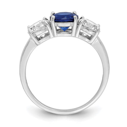 Sterling Silver Rhodium-plated Created Spinel u0026 CZ 3 Stone Ring