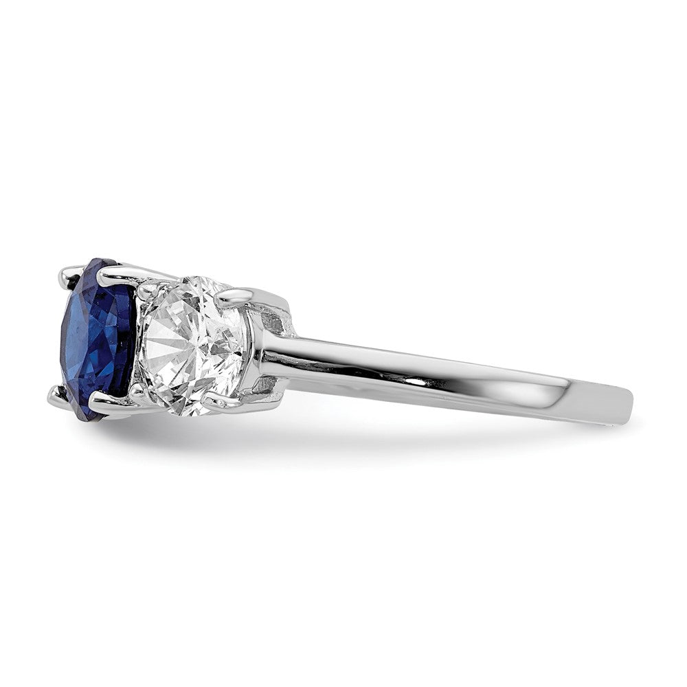 Sterling Silver Rhodium-plated Created Spinel u0026 CZ 3 Stone Ring