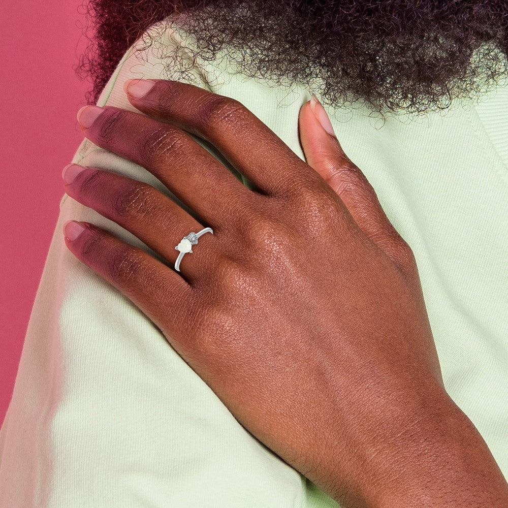 Sterling Silver Polished Lab Created Opal and Diamond Ring