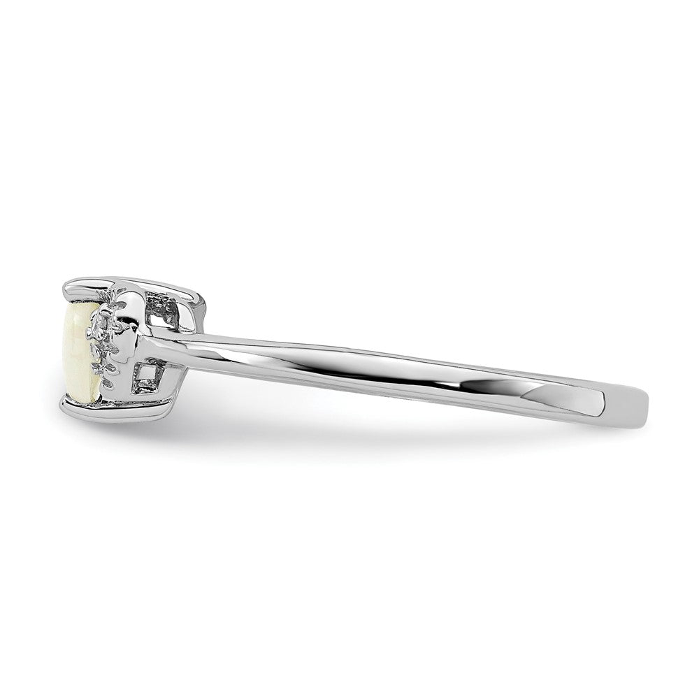 Sterling Silver Polished Lab Created Opal and Diamond Ring