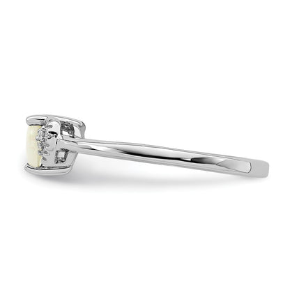 Sterling Silver Polished Lab Created Opal and Diamond Ring