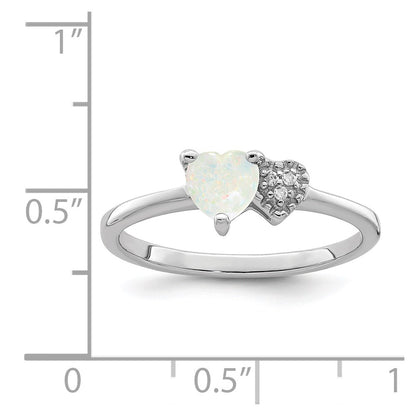 Sterling Silver Polished Lab Created Opal and Diamond Ring