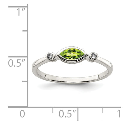 Sterling Silver Polished Peridot and White Topaz Ring