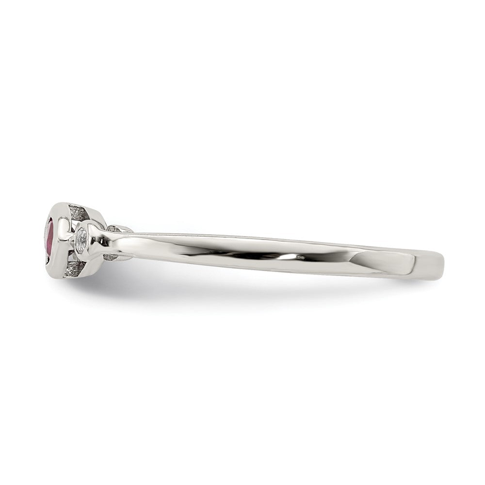 Sterling Silver Polished Created Ruby and White Topaz Ring