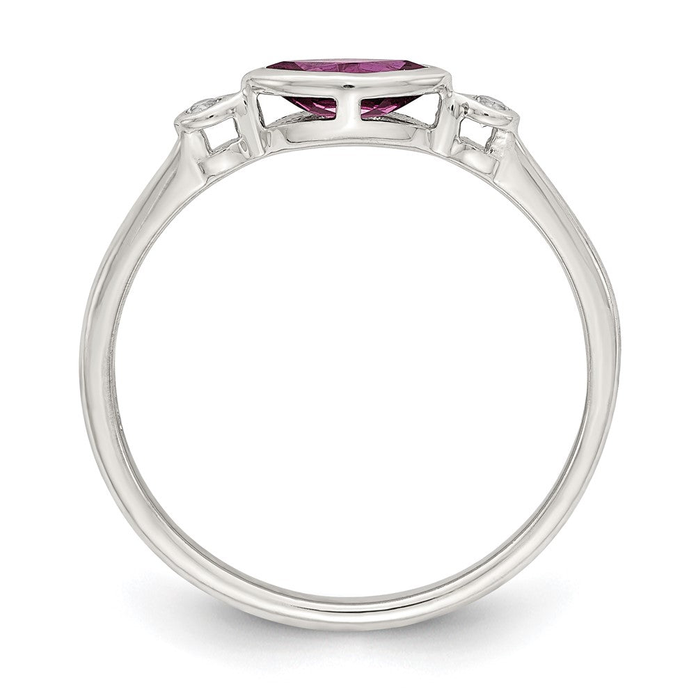 Sterling Silver Polished Rhololite and White Topaz Ring