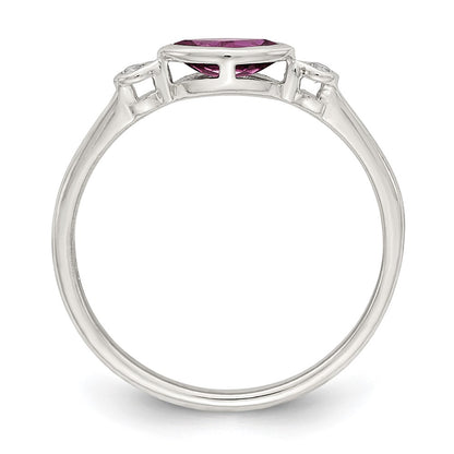 Sterling Silver Polished Rhololite and White Topaz Ring
