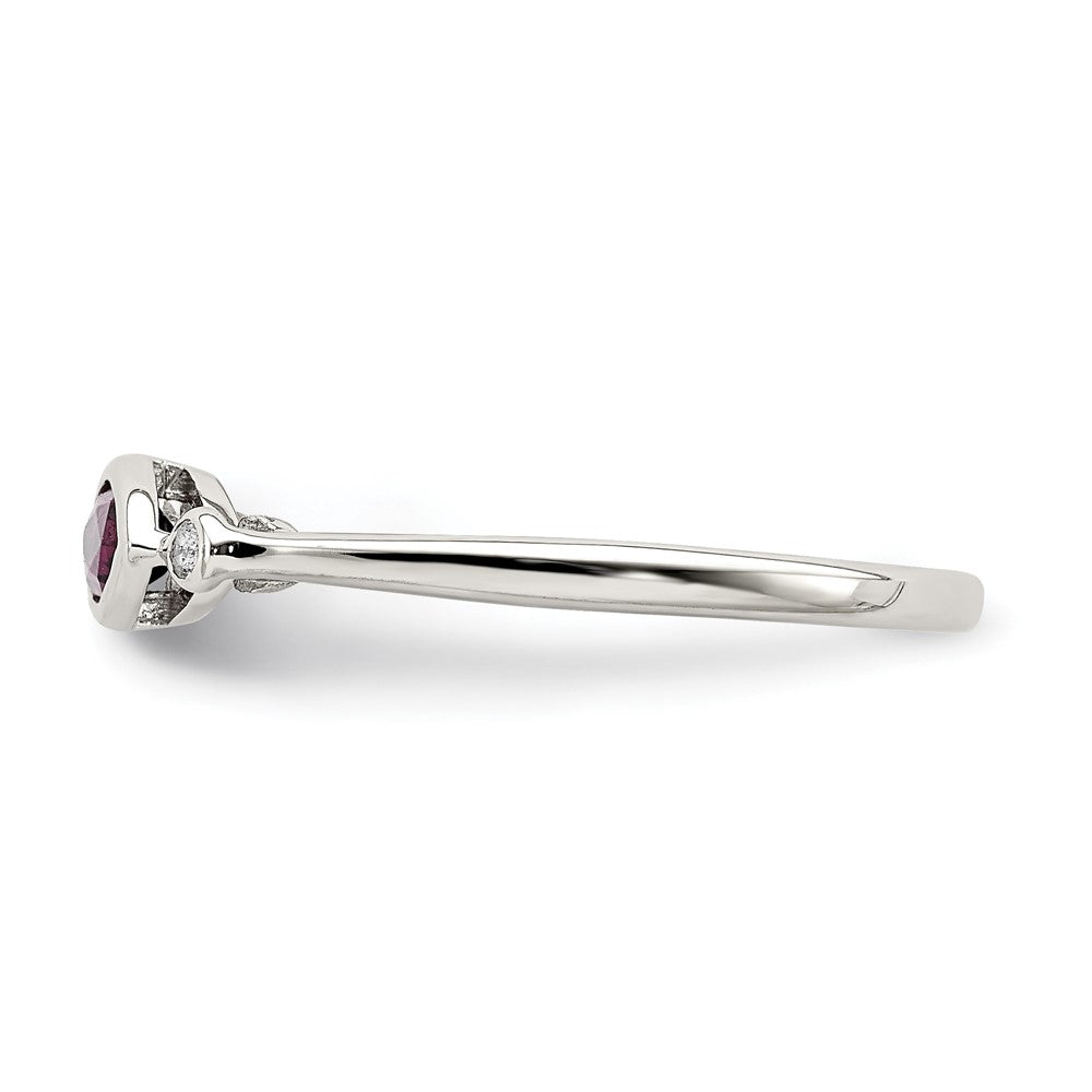 Sterling Silver Polished Rhololite and White Topaz Ring