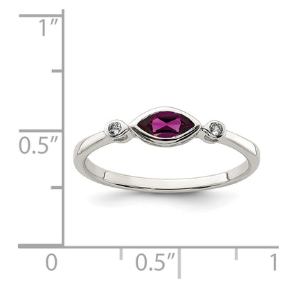 Sterling Silver Polished Rhololite and White Topaz Ring