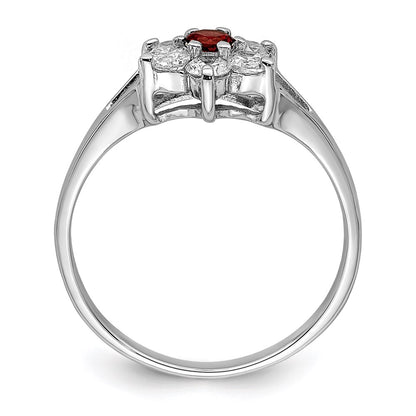 Sterling Silver Rhodium-plated Garnet u0026 CZ Ring