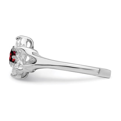 Sterling Silver Rhodium-plated Garnet u0026 CZ Ring