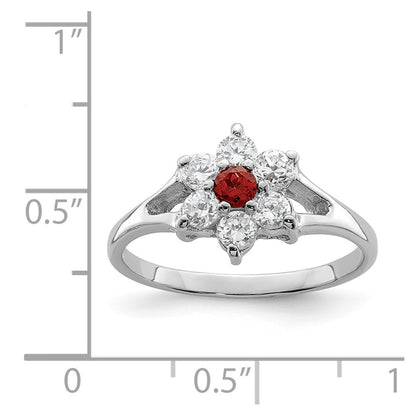 Sterling Silver Rhodium-plated Garnet u0026 CZ Ring