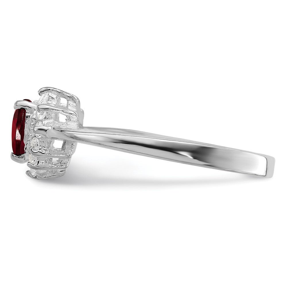 Sterling Silver Rhodium-plated Garnet u0026 CZ Heart Ring