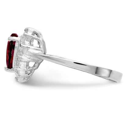 Sterling Silver Rhodium-plated Garnet u0026 CZ Ring