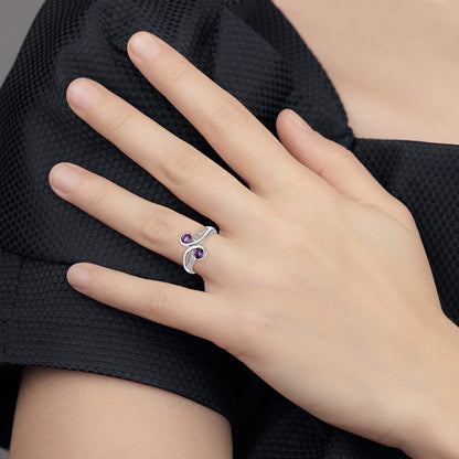 SterlingSilver Rhod-plated .6t.w. Amethyst u0026 White Topaz Swirl Ring