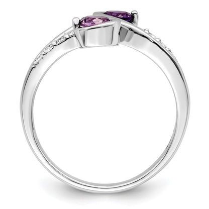 SterlingSilver Rhod-plated .6t.w. Amethyst u0026 White Topaz Swirl Ring
