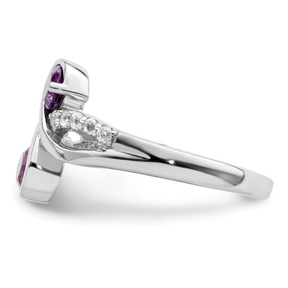 SterlingSilver Rhod-plated .6t.w. Amethyst u0026 White Topaz Swirl Ring