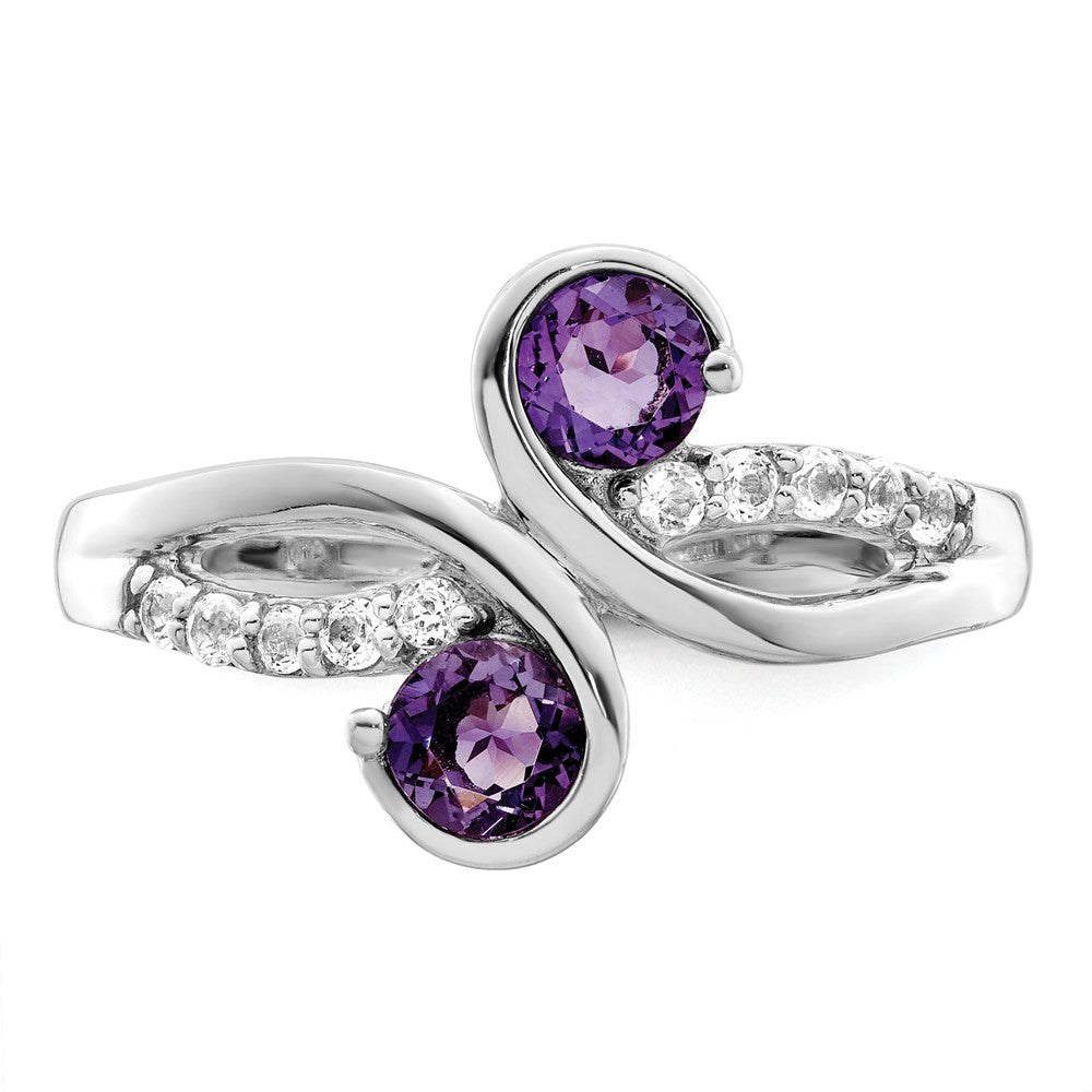 SterlingSilver Rhod-plated .6t.w. Amethyst u0026 White Topaz Swirl Ring