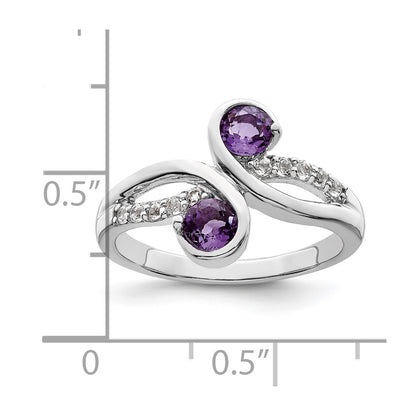 SterlingSilver Rhod-plated .6t.w. Amethyst u0026 White Topaz Swirl Ring
