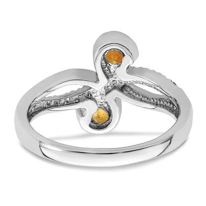 Sterling Silver Rhod-plated .60t.w. Citrine u0026 White Topaz Swirl Ring