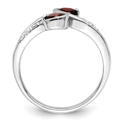 Sterling Silver Rhod-plated .8t.w. Garnet u0026 White Topaz Swirl Ring