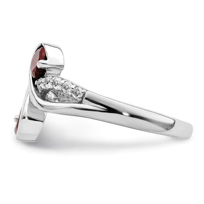 Sterling Silver Rhod-plated .8t.w. Garnet u0026 White Topaz Swirl Ring