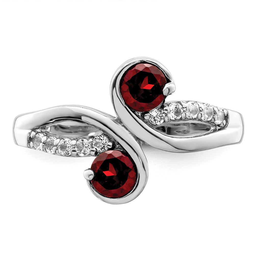 Sterling Silver Rhod-plated .8t.w. Garnet u0026 White Topaz Swirl Ring