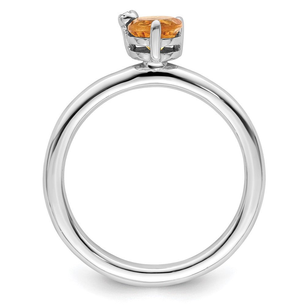 Sterling Silver Rhodium-plated Polished Circle Citrine u0026 White Topaz Ring